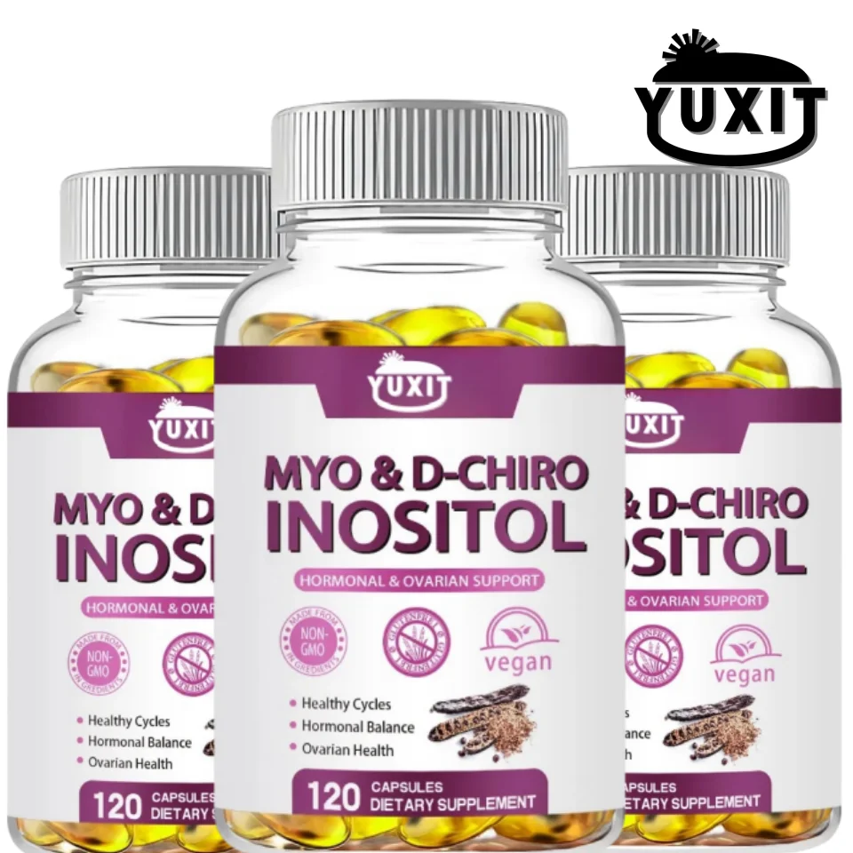 Cápsula de inositol Myo-Inositol y D-Chiro con folla compatible con función ovaria, equilibrio hormonal, suplementos de fertilidad para mujeres