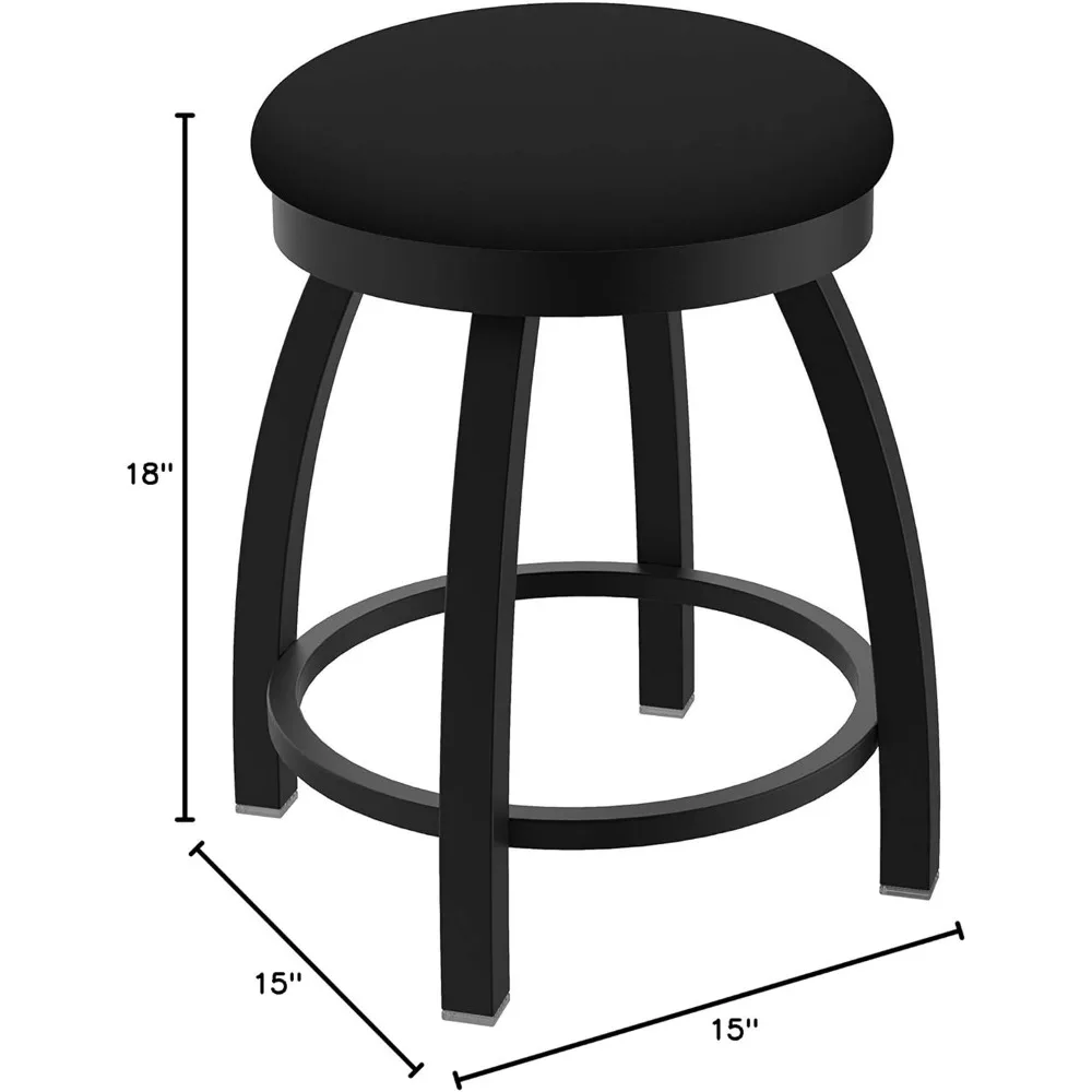 Dining Chairs 18inch Swivel Vanity Stool with Black Wrinkle Finish and Black Vinyl Base Chair High Density Foam Upholstered Seat