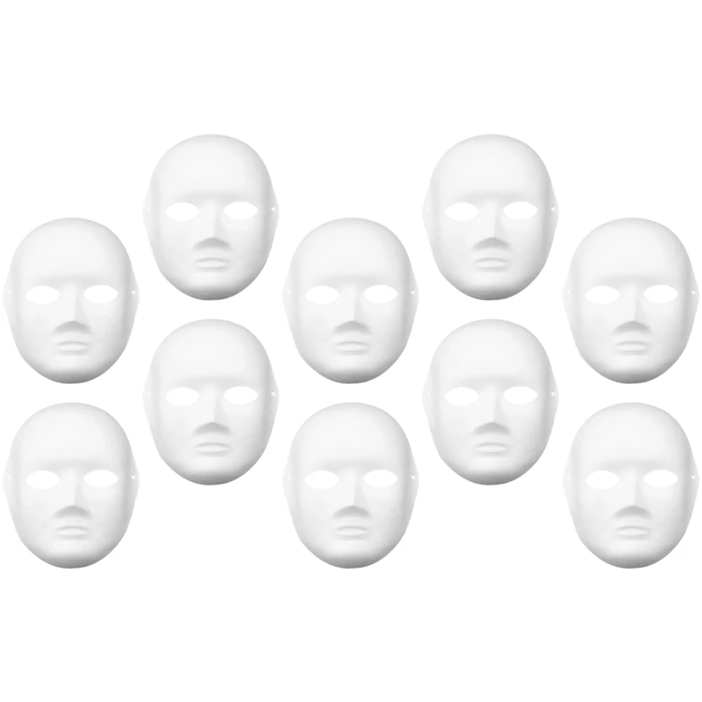 10 قطع من قناع بكين الأبيض التنكرية للهالوين، أقنعة ورقية مجوفة قابلة للطلاء للأطفال #3