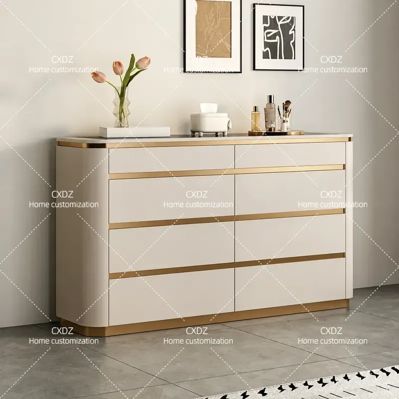 Italian Light Luxury Bedroom Bedside Bucket Cabinet Floor to Ceiling Storage Closet Jewelry Cabinet Solid Wood Locker