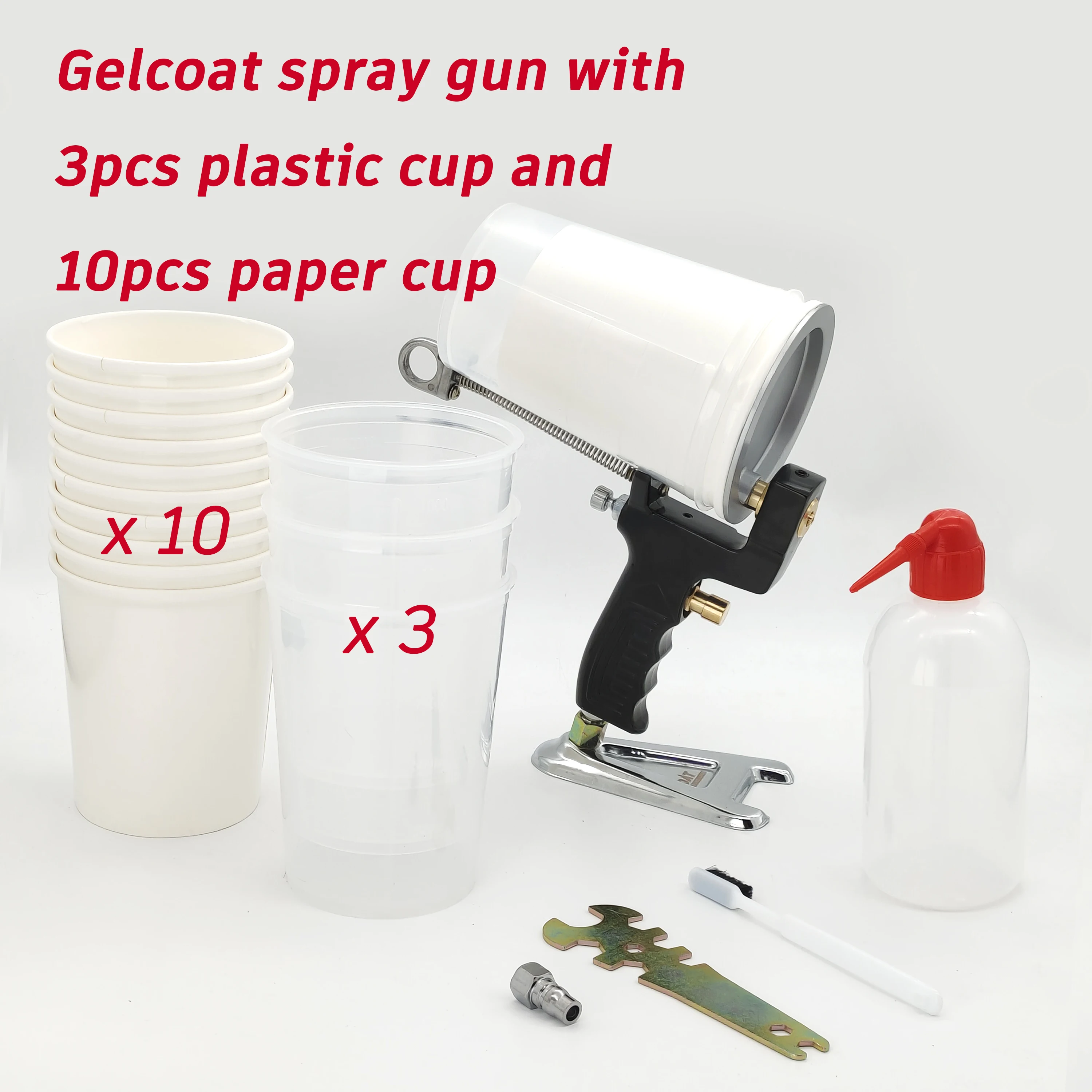 Portátil Profissional Gel Coat Spray Gun 2.5 3.0 4.0 5.0 5.6 6.2 mm Frp Resina Epóxi Resina Hopper Pistola de Cola 10 Pcs Copo de Papel