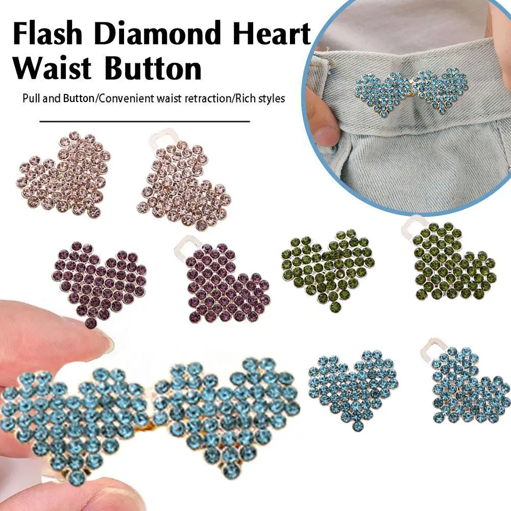 

Metal Heart Buttons Snap Fastener Pants Pin Detachable Clip Waist Tightening Clothing for Jeans Perfect Fit Reduce W F5T5