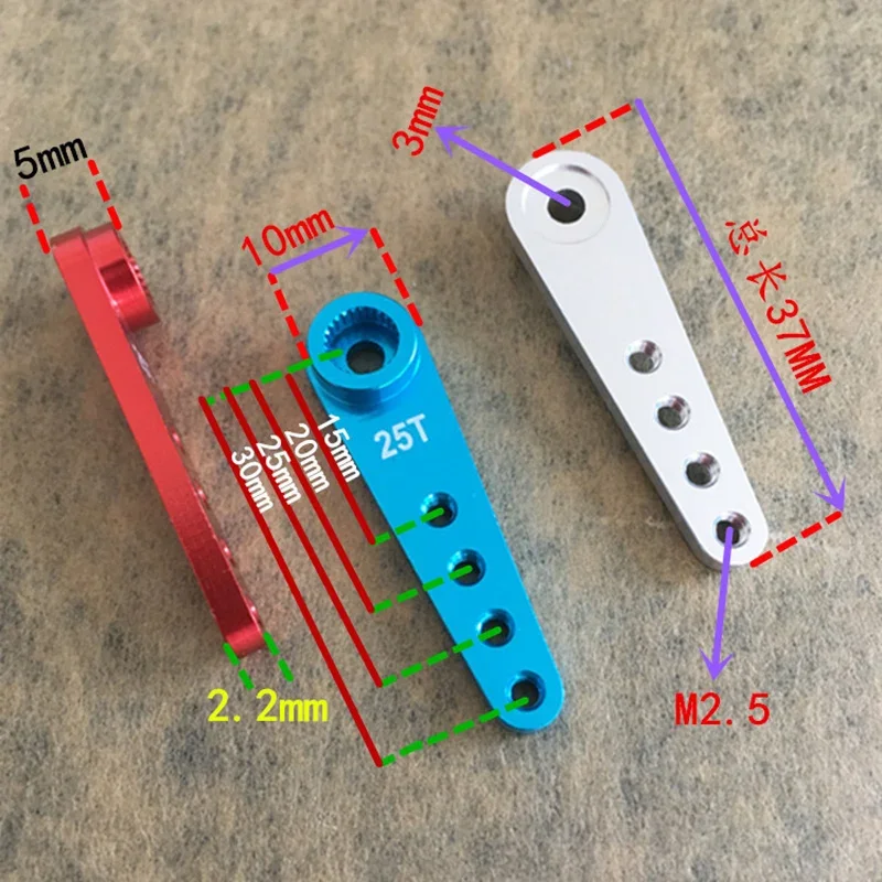 1 Uds. Bocina de brazo Servo de dirección de extensión de Metal 37mm 25T para piezas de orugas de coche RC