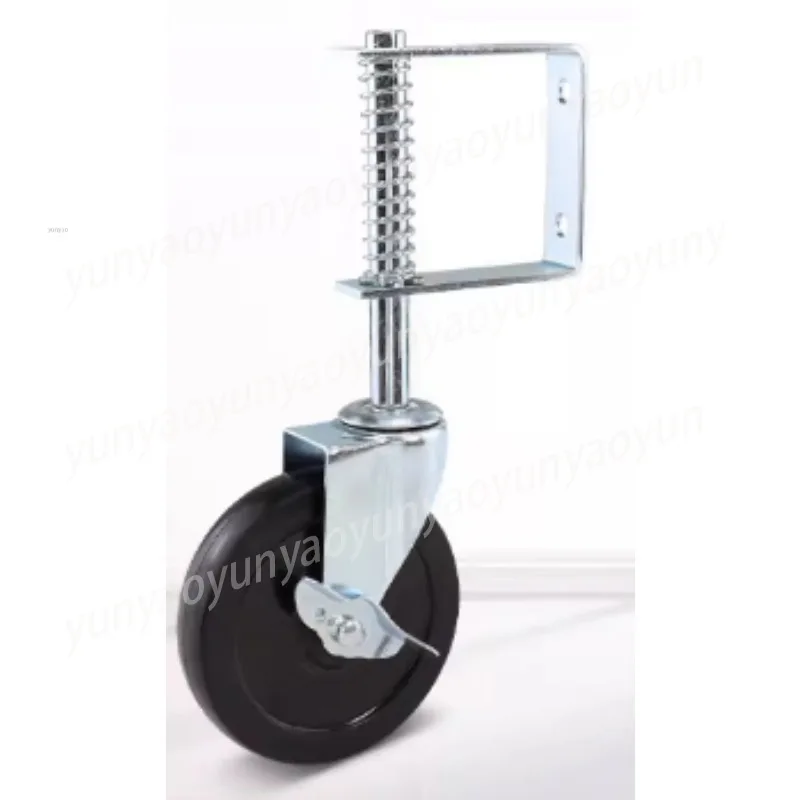 

4-дюймовые универсальные резиновые ролики для ворот с пружинным амортизатором, промышленные, усиленные, грузоподъемность 220 фунтов, цельнолитые колеса