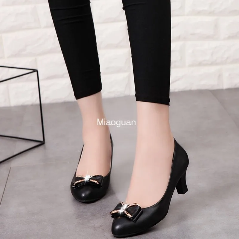 Fashion Small Fresh High Heel 2024 Spring Autumn New Women's Pointed Stiletto Single Shoes Black Work Shoes Dress Party Pumps PU