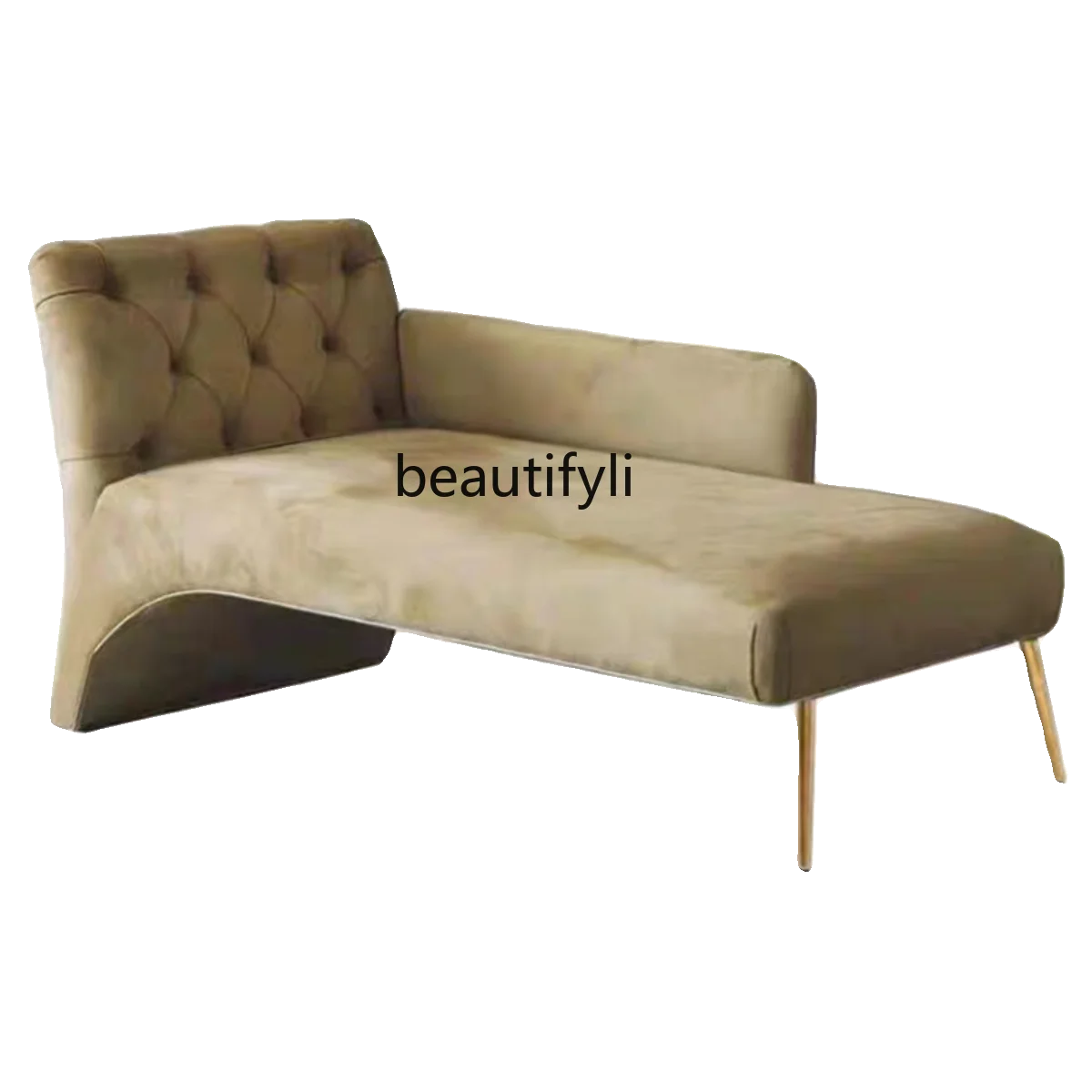 

Velvet Chaise Longue Italian Sofa Small Apartment Lazy Recliner Living Room Fabric Craft Beauty Bed Sofa