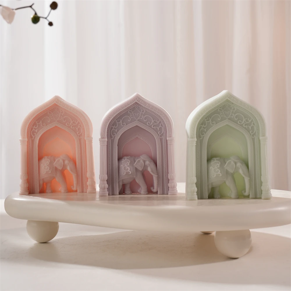 

Elephant Candle Mold Arch Door Silicone Mold Roman Pillar Soy Wax Silicone Mould Eid Mubarak Gift idea Home Decor
