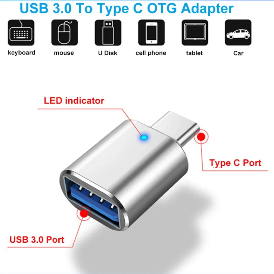 Dteedock-USB 3.0からタイプcアダプター,オス-usbメス,LED otgコネクター,macbook,samsung s22,xiaomi,huawei