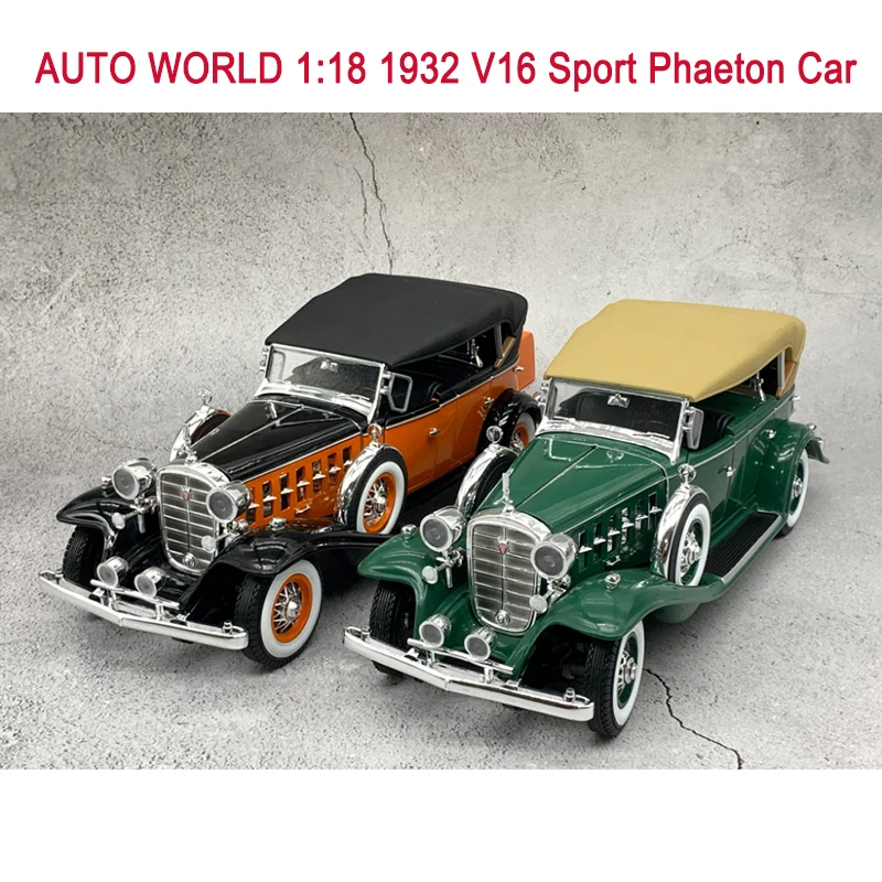

Автоматический мир, литой под давлением, масштаб 1:18, 1932 V16, спортивный факетон, модель автомобиля из сплава, готовая коллекция имитаций, украшение, подарочный дисплей