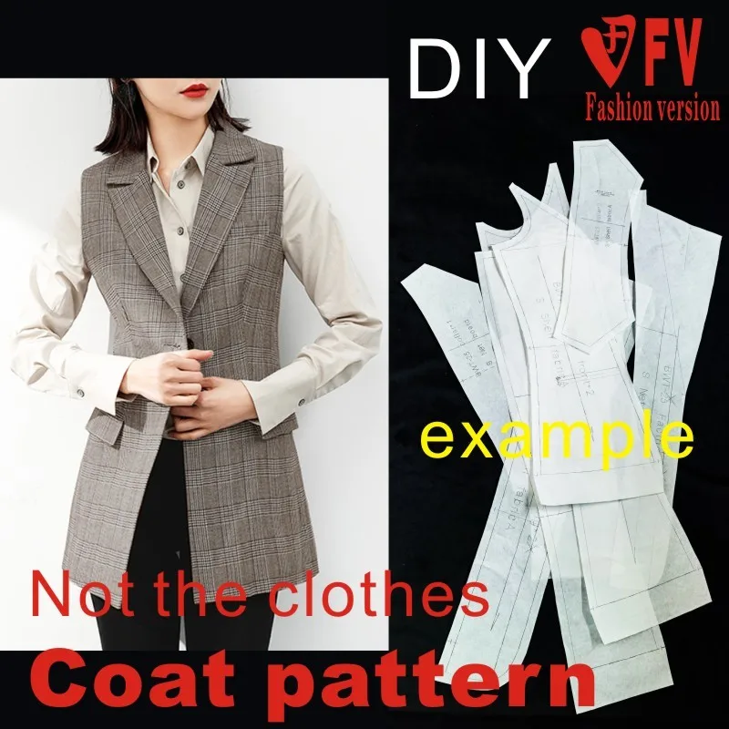 Women's suit vest sleeveless jacket pattern cutting design drawing 1:1 garment structure pattern BWT-108