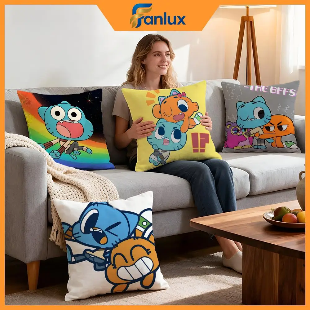 The Amazing World of Gumball Cushion Cover 4Pcs Decorative Covers Soft Cushion Case for Sofa Couch Decor 40x40 45x45 Pillowcases