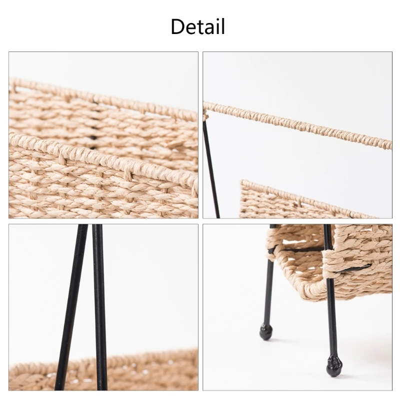 Hand Woven Magazine Holder, Standing Basket Decorative Magazine Storage Rack