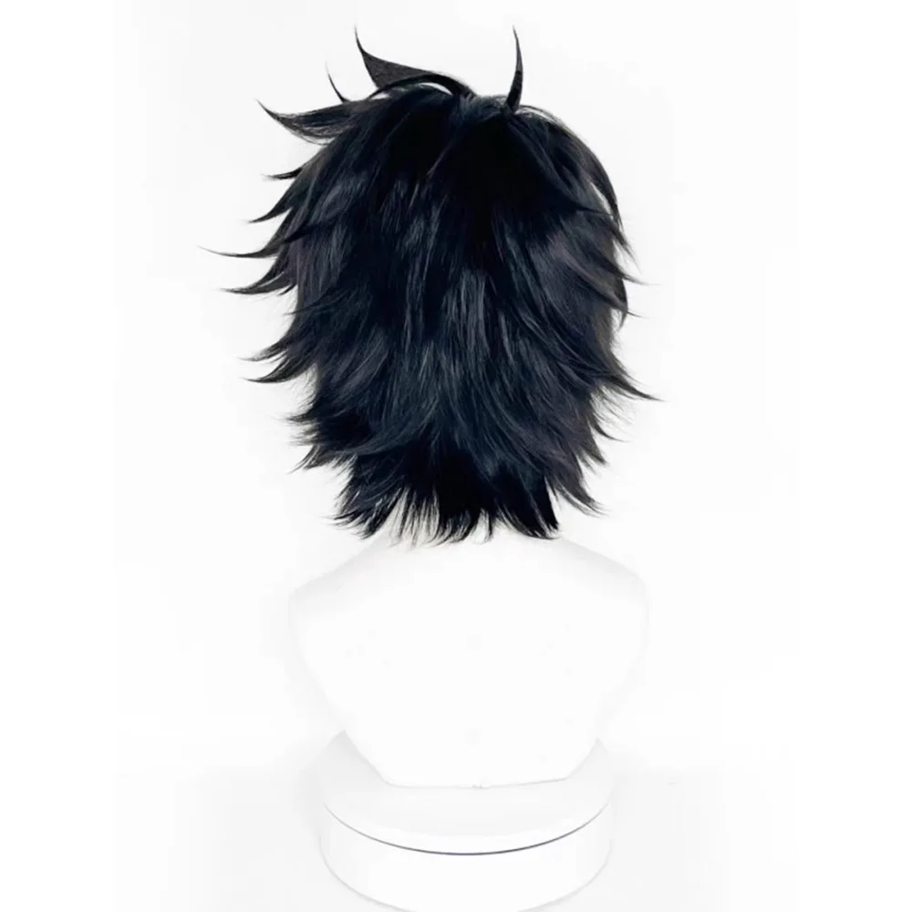 Death note l lawliet al rolette cos peruca preta anti-revoltada anime cabelo curto show de realidade em quadrinhos peruca sintética festa de halloween