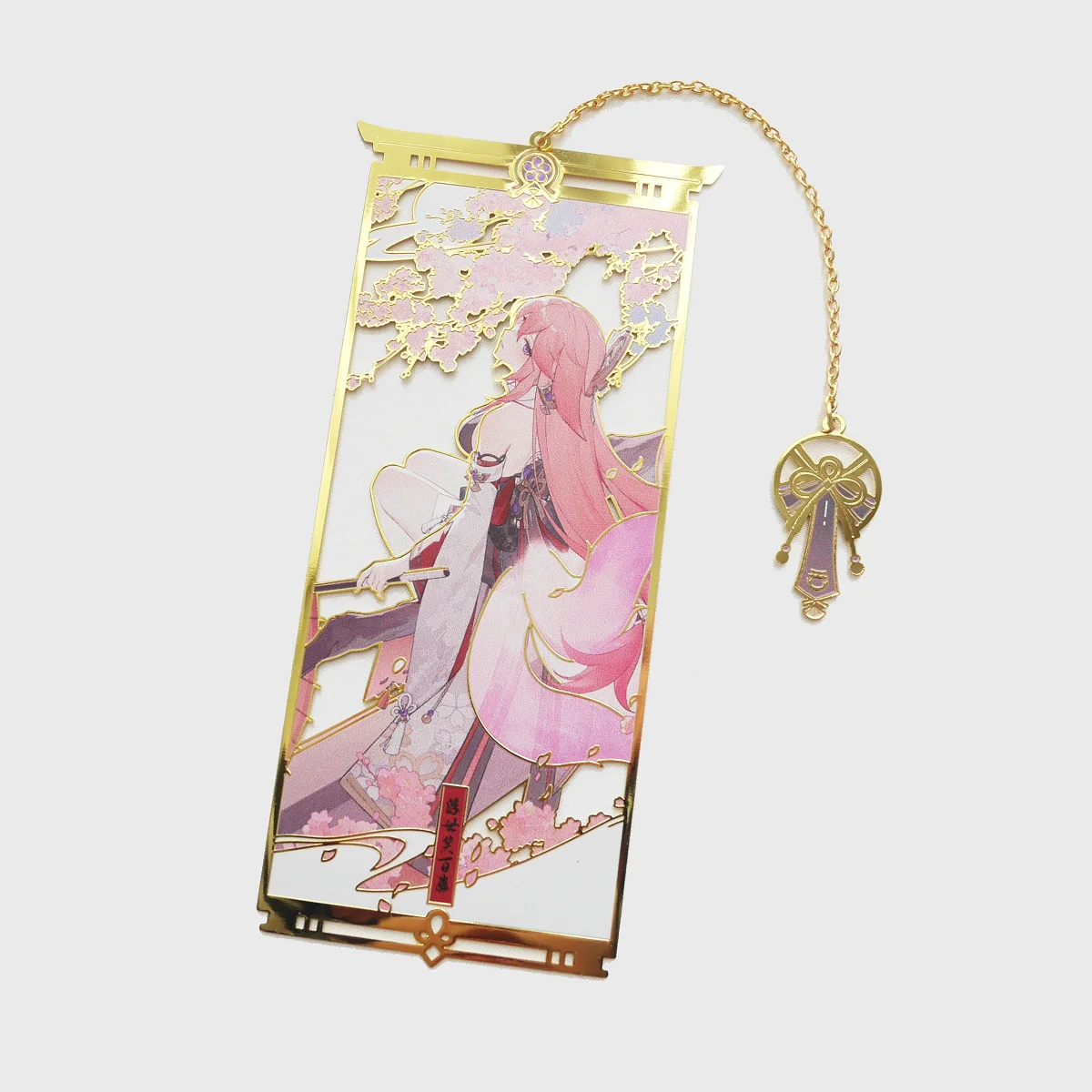 

Anime Genshin Impact Yae Miko Cosplay School Supplies Mascot Metal Bookmark Student Ornament Accessory Cartoon Souvenir Display