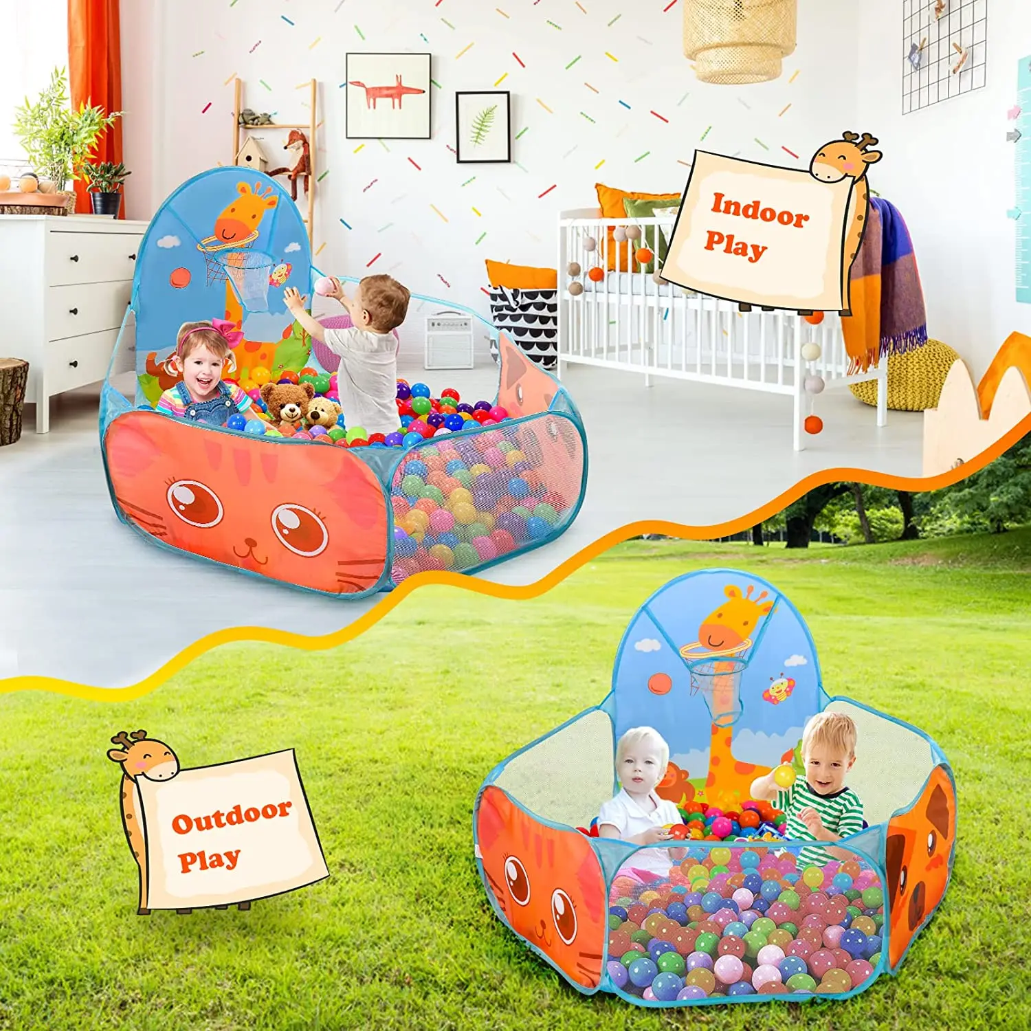 Baby Ball Pool Children's Play Tent Cartoon Ball Pit Portable Folding Outdoor Indoor Ball Pit Toys for Kids Infant Toddler Gift