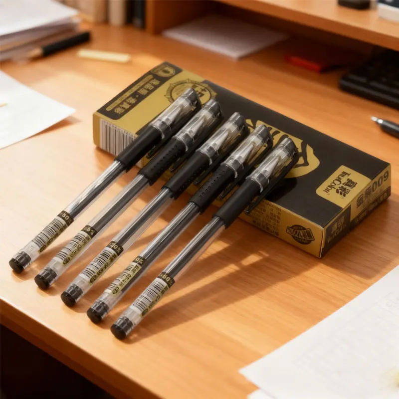 

12 шт., черная гелевая ручка 0,5 мм для студентов, гладкая ручка с пулевидным наконечником, подходит для экзаменов, офисных и подписи, канцелярские принадлежности