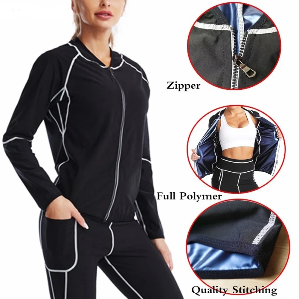 1PC Sauna Suit For Women Weight Loss,Sweat Suits for Womens,Women's Sweatshirt Top & Pants Sweat Sauna Suit Workout Body Shaper