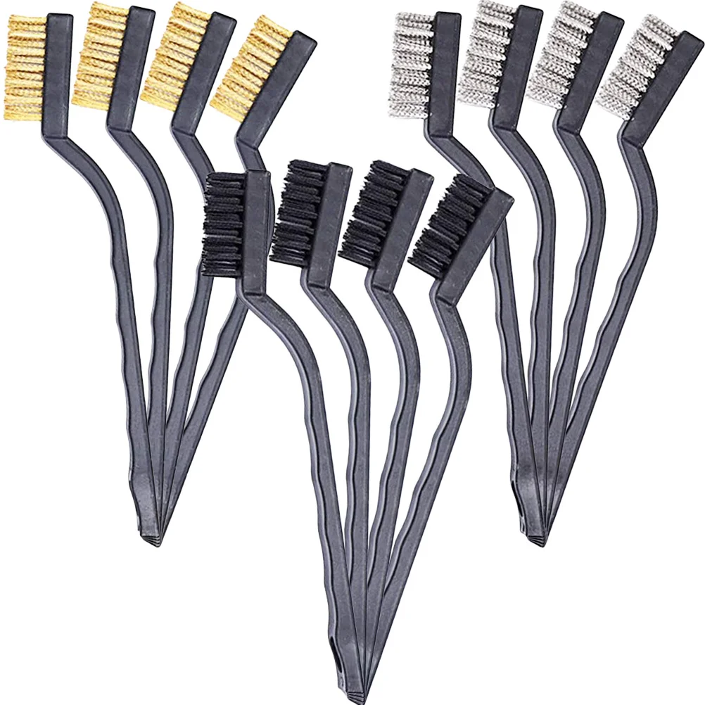 

12Pcs Wire Brush Set Small Industrial Cleaning Brushes for Rust Paint Dirt Groove Seam Crevice Multipurpose Wire Brush