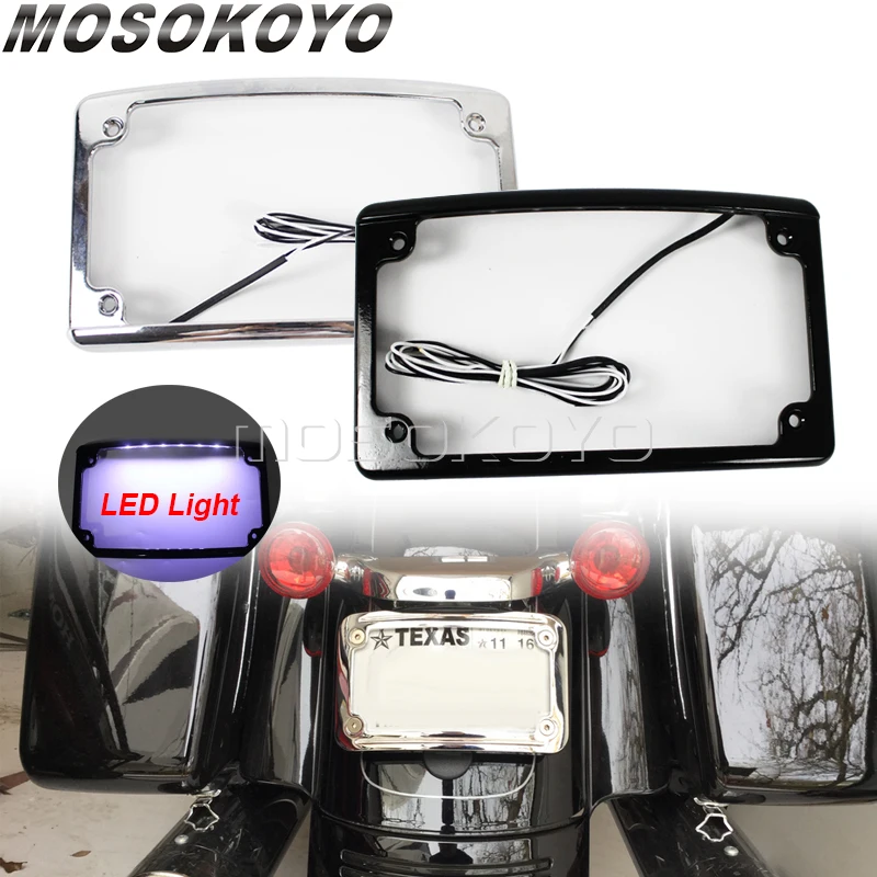 12° Curved 6 LED Motorcycle Rectangle License Plate Holder 7-3/16