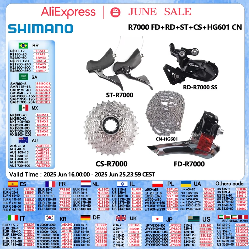 SHIMANO 105 R7000 2x11S Mini Group Shifter RD SS/GS R7000 Кассета 11-28T 11-30T 11-32T HG601 105 Аксессуары для шоссейных велосипедов