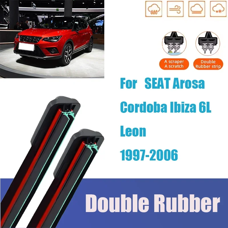 For SEAT Arosa Cordoba Ibiza 6L Leon Front Windshield Wiper General Autos Multifunctional Double Rubber Car Accessories Mute