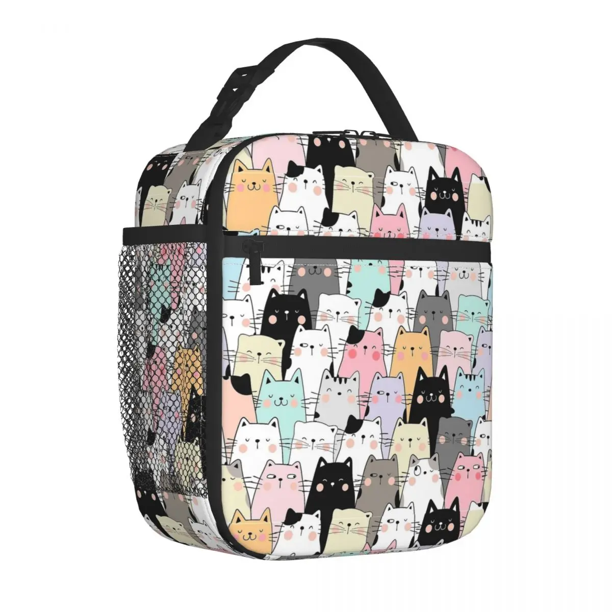 

Colorful Cats Kitten Pattern Product Insulated Lunch Tote Bag For School Food Container Portable Thermal Cooler Lunch Boxes