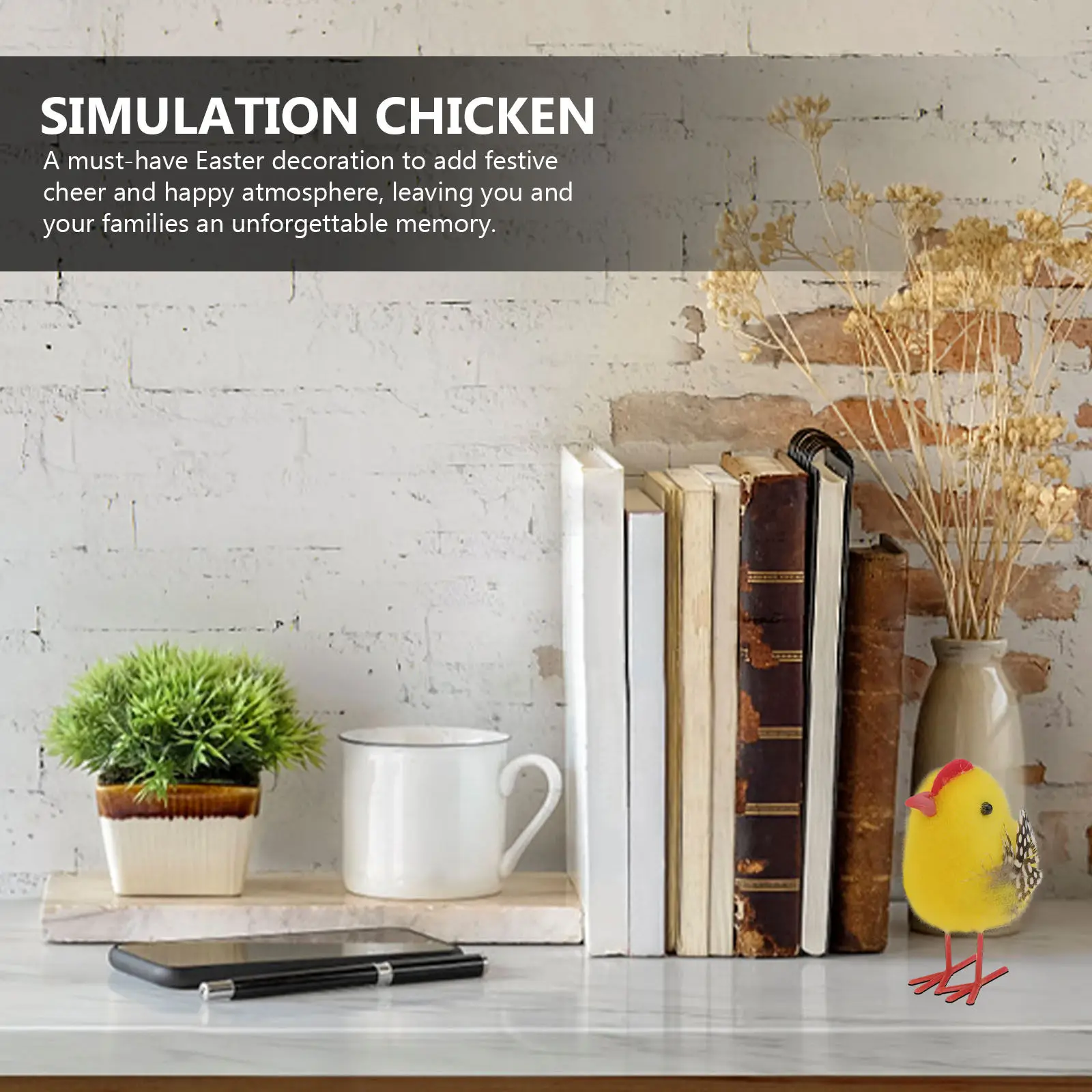 

8Pcs Simulation Chicken Decorative Easter Adornments Festival Props Party Supplies for Home Table Window Decoration