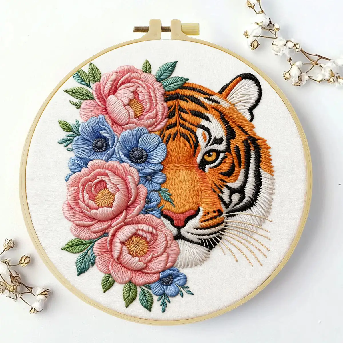 1 Stück 20X20CM/15X15CM 7,87/6,3 Zoll Tiger-Stickerei-Starter-Kit DIY-Kit DIY-Stickerei-Set Handarbeiten Heimdekoration Nadelkunst – Detail 1