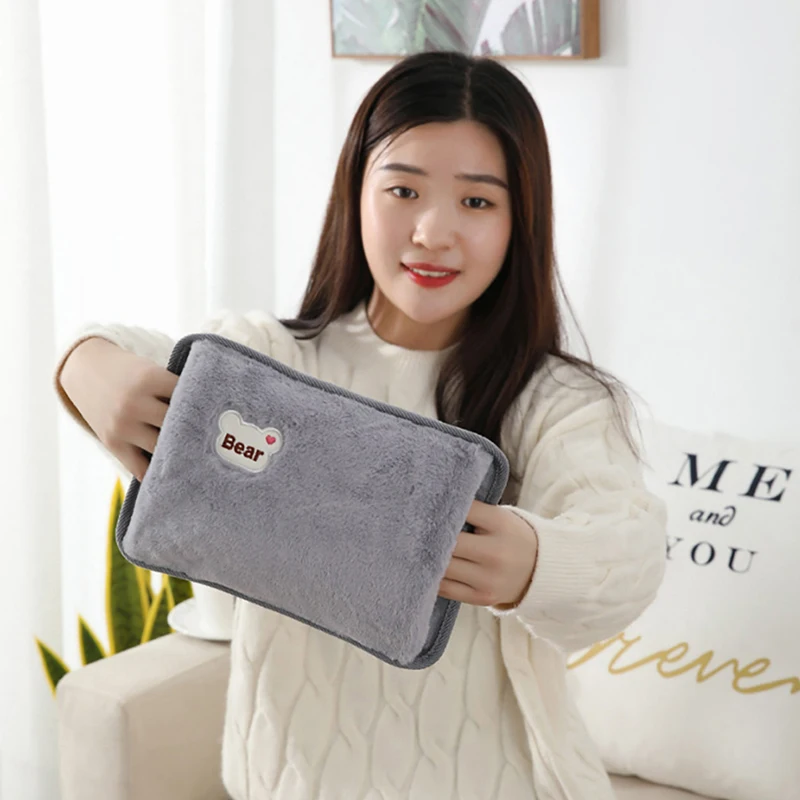 

Милая перезаряжаемая электрическая сумка для горячей воды, безопасная многоразовая бутылка для горячей воды из кроличьего меха, подогреватель для рук