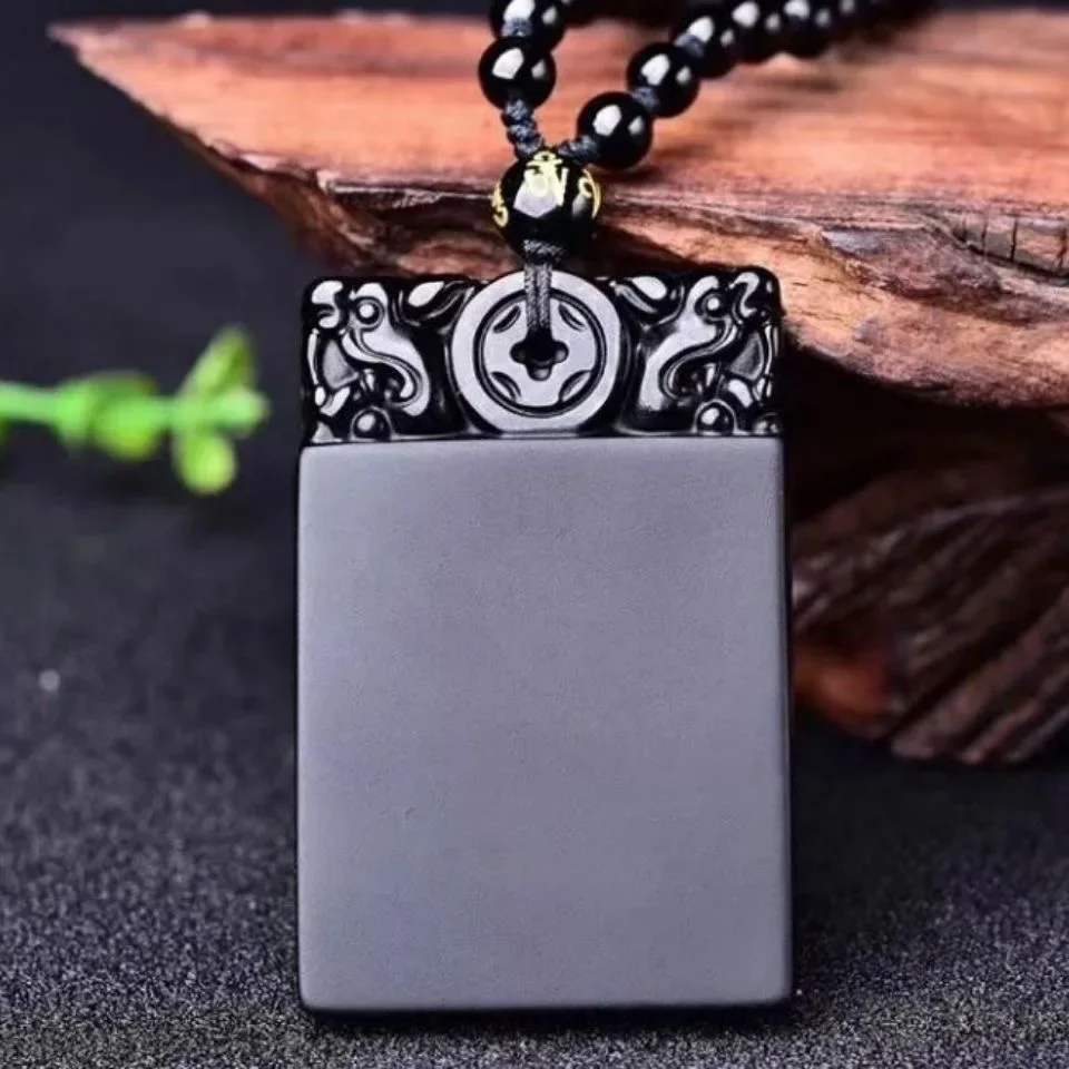 Obsidian Pendant Charms Necklaces Gifts for Women Natural Man Jewelry Necklace Black Designer Carved Fashion Accessories