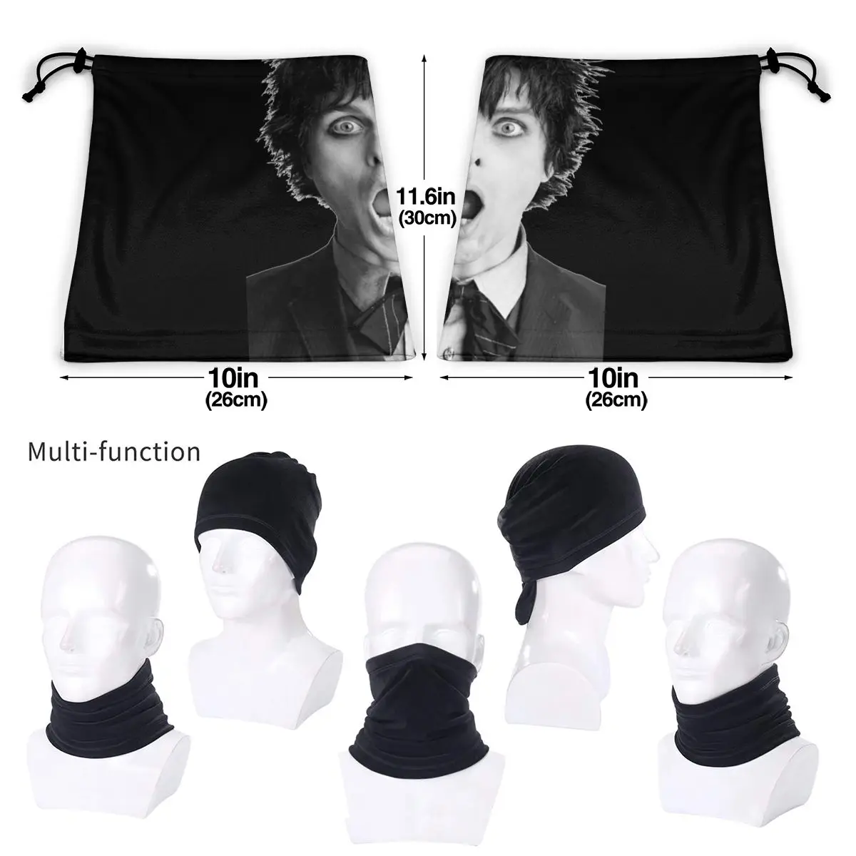 Billie Joe Armstrong-Unisex Microfiber Neck Gaiter, Green Day Band, Lenço Bandana para Caça e Montanhismo