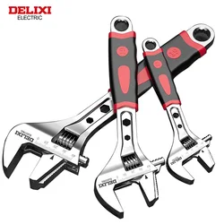 DELIXI ELECTRIC Adjustable Wrench Stainless Steel Spanner Bathroom Wrench Large Open With Rubber Sleevey Plumbing Repair Tool