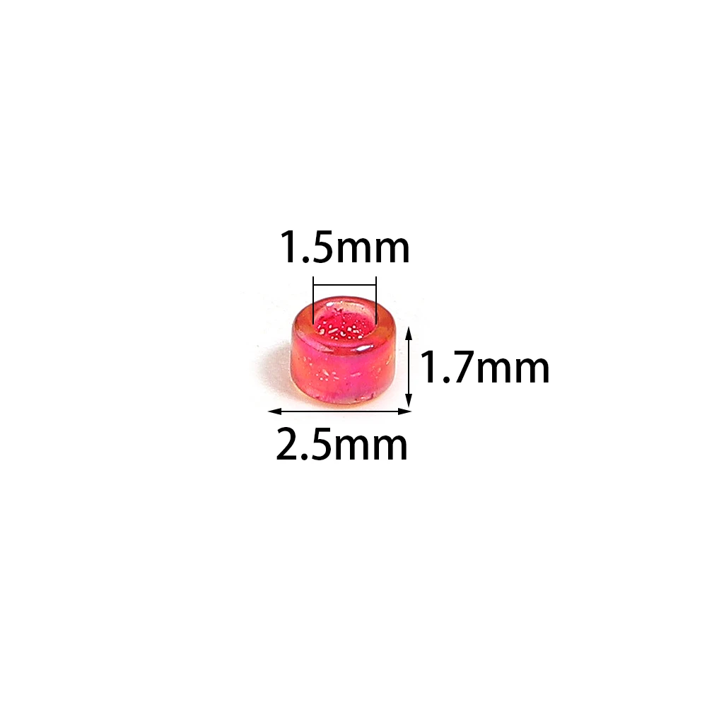 1200Pcs Glass Seed Beads Dyed Core Iridescent Small Cylindrical Loose Spacer Beads For Handmade DIY Craft Sewing Decor Supplies