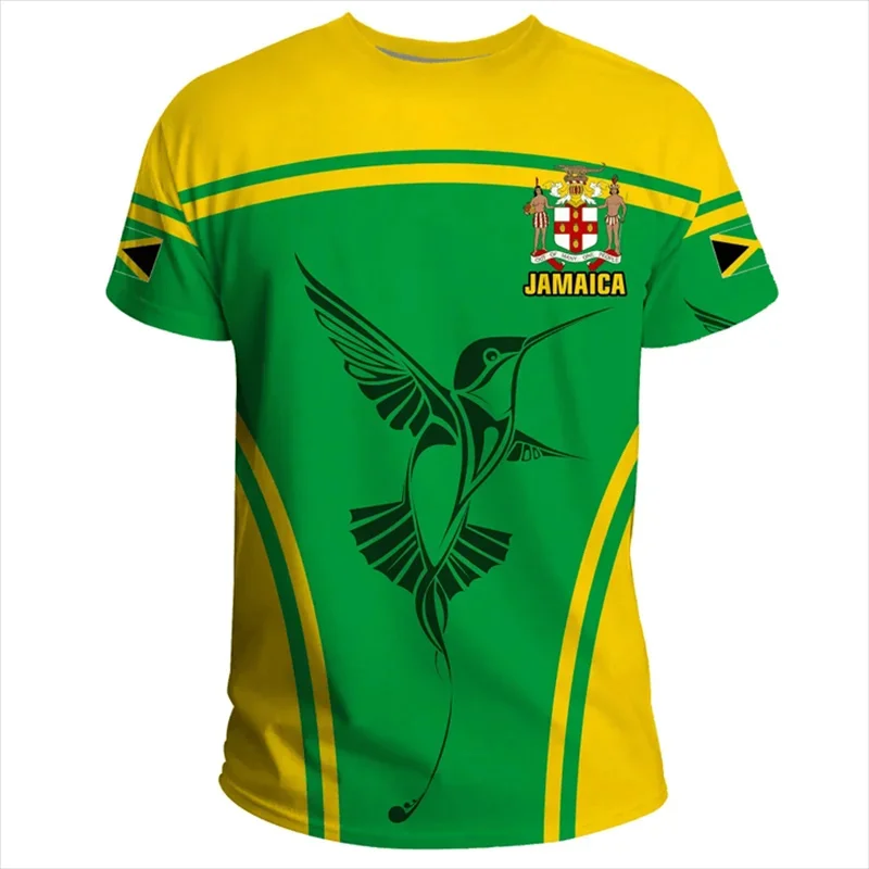 Summer Fashion New 3D Jamaica National Flag Emblem Printing T Shirt Jamaic Coat Of Arms Graphic T-shirts For Men Vintage Clothes