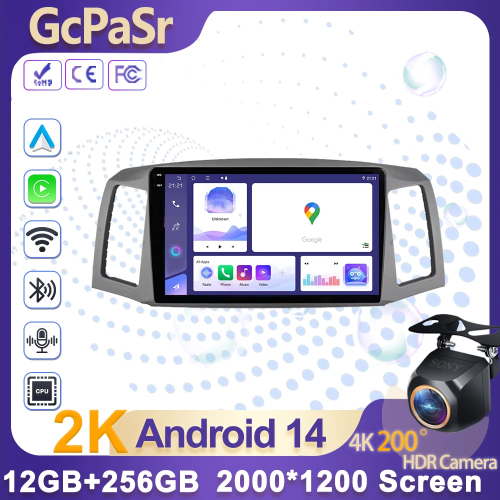 

4G 8Core Android 15 Auto Stereo Car Radio For JEEP Grand Cherokee 2004-2007 Car Multimedia Player GPS Carplay NO 2din DVD 5G