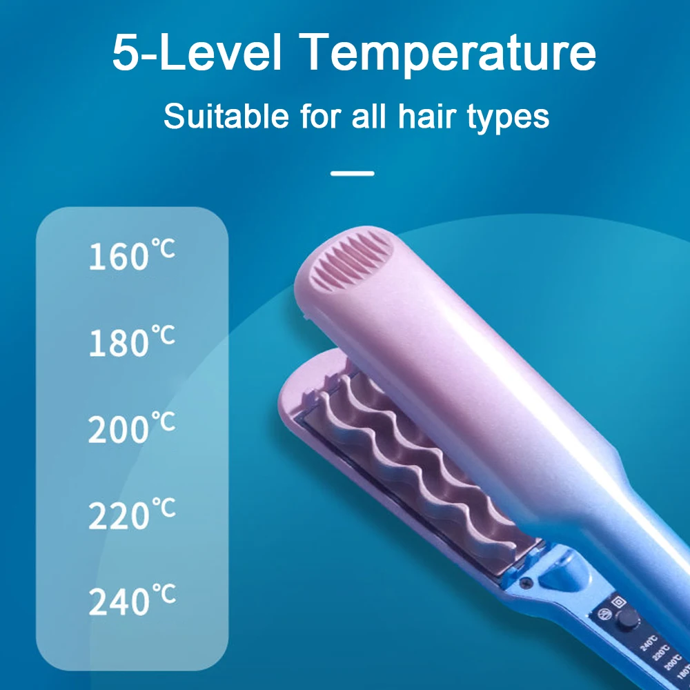 Professional 3D Grid Hair Crimper Volumizer Ceramic Hair Fluffy Corrugated Curler 5 Temperatures Flat Iron Styling Tools