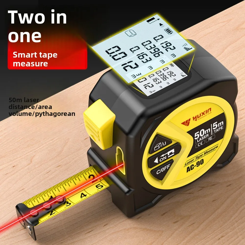 2 in 1 Laser Tape Measure 50m Laser 5m Tape High Precision Digital Display Type-C Rechargeable Measuring Tool