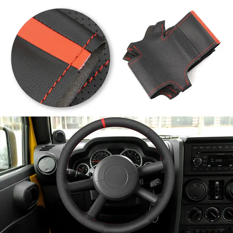 

Car Interior Accessories For Jeep Wrangler (JK) 2007 2008 2009 2010 2011 Microfiber Leather Steering Wheel Cover Trim