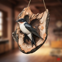 1/2pcs Vintage 2D Bird Wooden Signage 8in Farmhouse Wall Decoration Garden Flower Bird Market Porch Home Photo Background