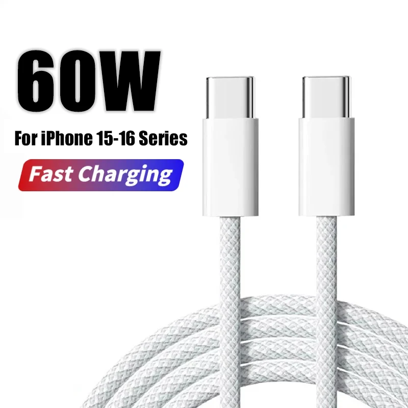 60W USB C-telefoonkabel voor iPhone 16 15 17 Pro Max 17 Air Plus Snel opladen Type-C Opladen Gevlochten kabels USB naar Type C datalijn