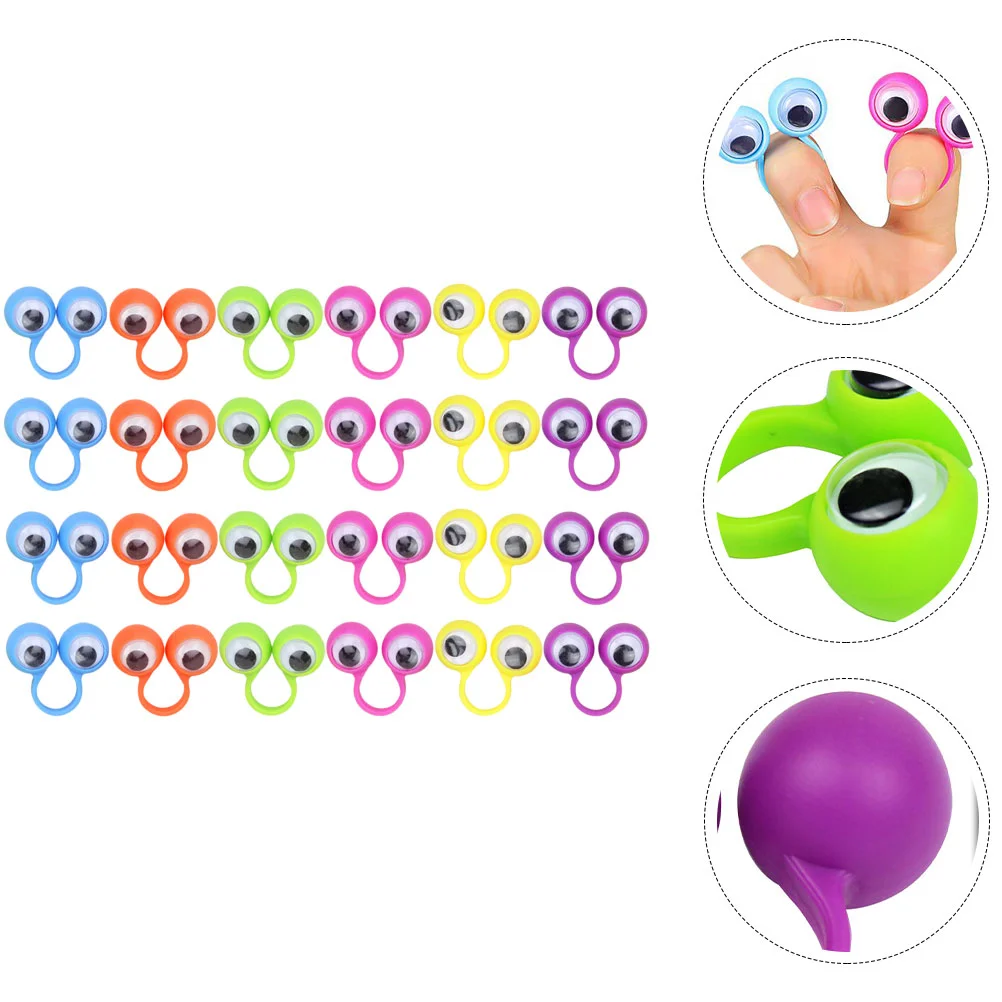 36 Pcs Big Eyes Ring Finger Puppets Funny Eyeball Interesting Plastic Rings Toy Party Favor Toys Cute The
