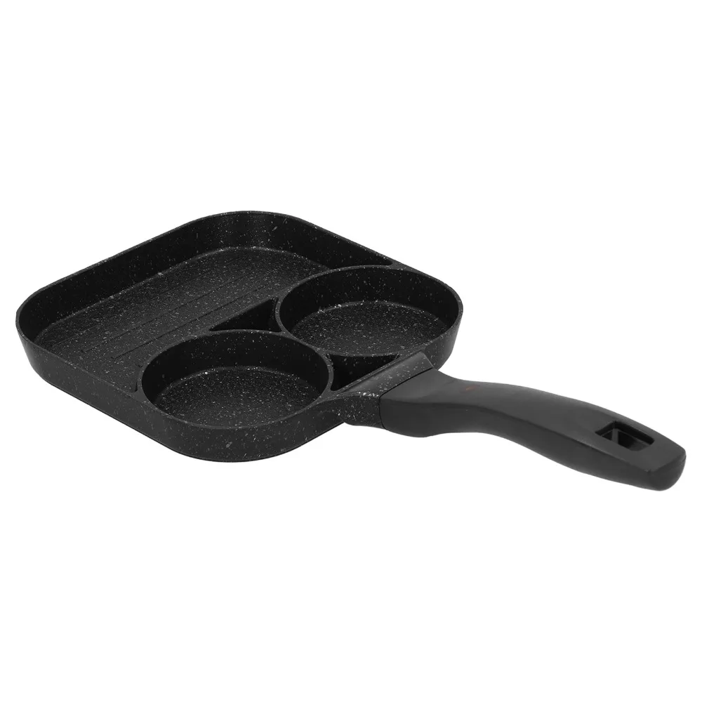 

3 Section Square Grill Pan Aluminum Alloy Even Heating Divided Egg Frying Pan Versatile Easy Clean Breakfast Skillet