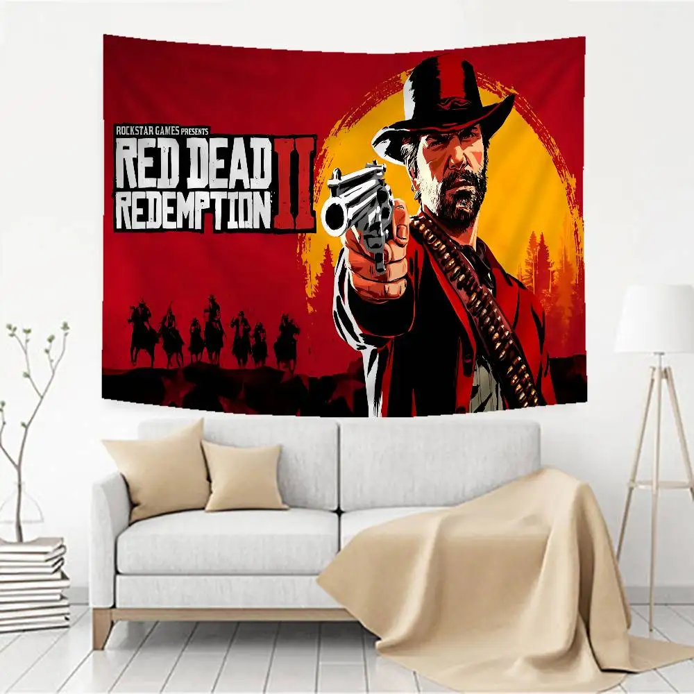 ألعاب Red Cool Dead R-Redemptions نسيج فني مطبوع ياباني قماش مزخرف جداري أنيمي ديكور منزلي للتعليق على الحائط