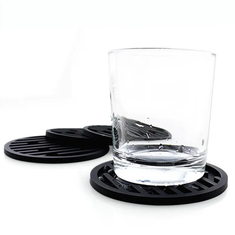 Thickened Drain Silicone Coasters Round Heat Resistant Rubber Tea Cup Mat Drink Coffee Mug Glass Beverage Holder Pad