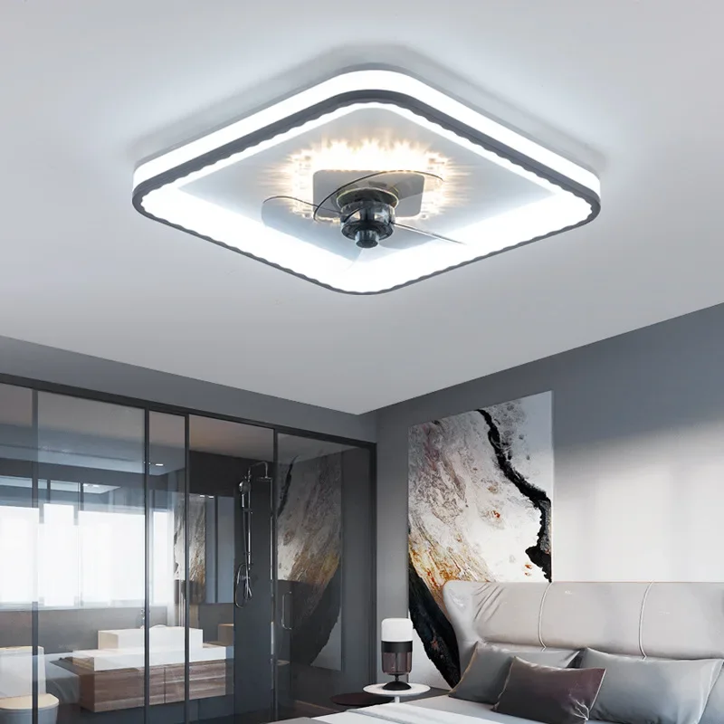 

Nordic ceiling fan Fashion Invisible Smart Led black ceiling fan Bedroom Loft Bar Decoration With RC Dimmable ceiling light fan