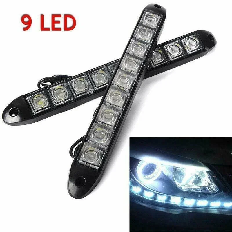 자동차 주간 주행등, 유연한 방수 안개등, 운전 헤드 램프, 9 LED, 12V, 2 개