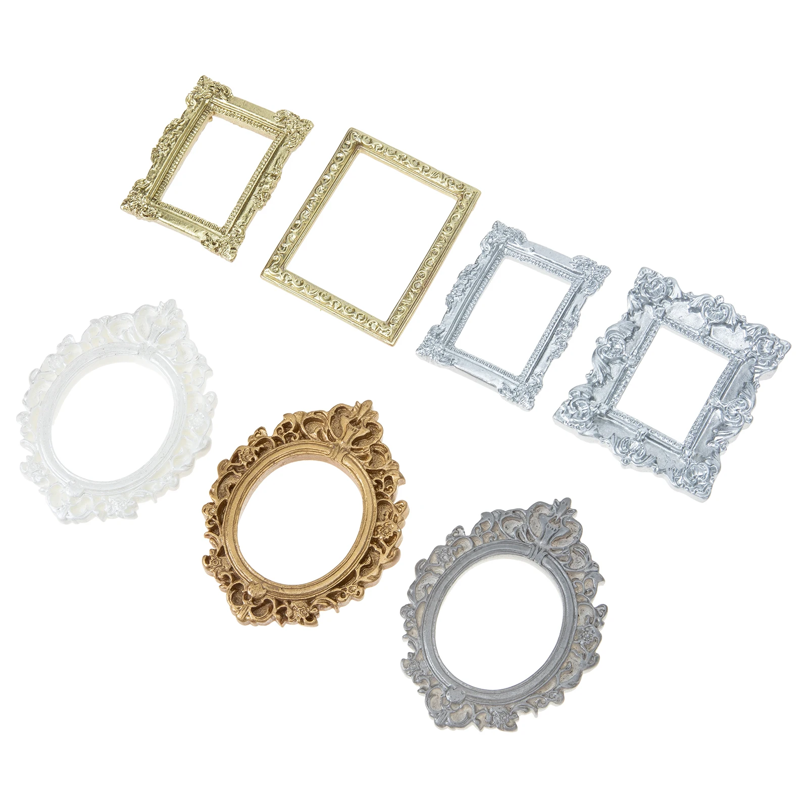 

7 Pcs Retro Photo Frame Decoration Vintage Picture Frames Mini Ornament Manicure Dollhouse Diy Resin