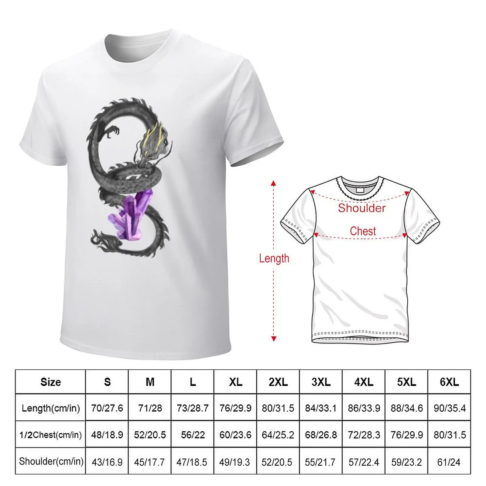 Dragon with gemstones T-shirt Blouse blacks cute tops graphics men t shirts