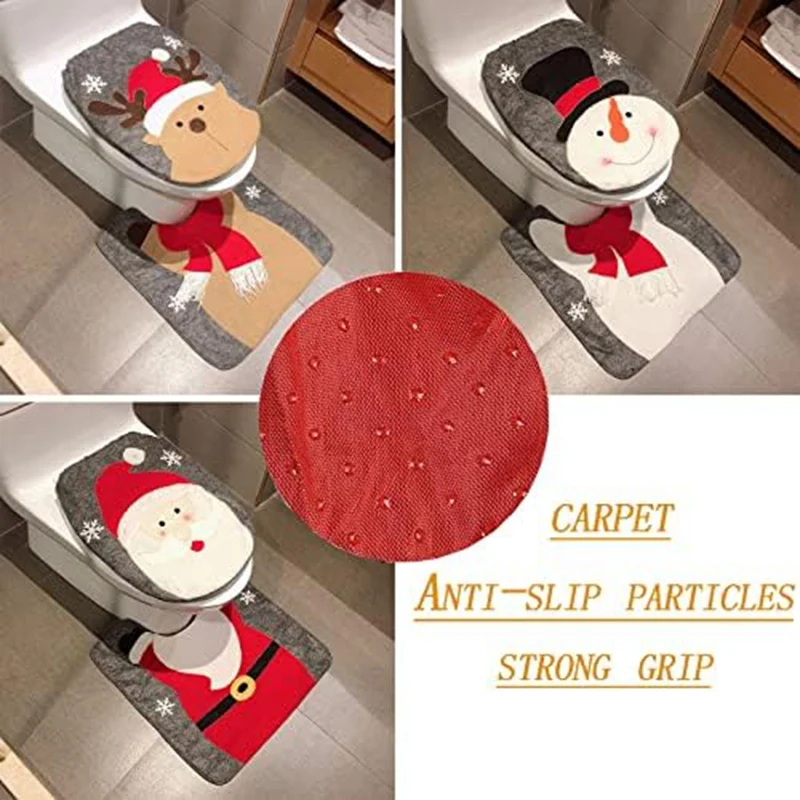 Conjunto de capa e tapete para assento de vaso sanitário de Natal, decoração de Natal, estilo alce, durável