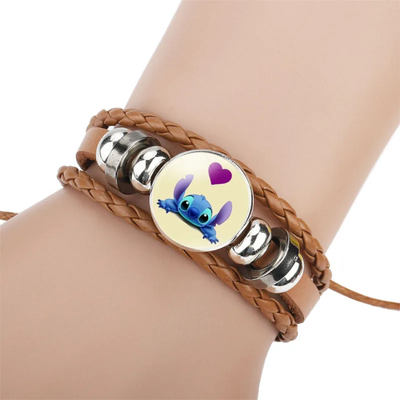 Gelang indah Disney Stitch, gelang buatan tangan rantai tali kepang lucu untuk perhiasan anak-anak, gelang Stitch dapat disesuaikan